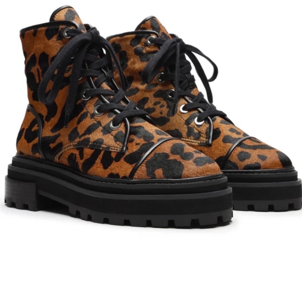 Schutz Maylova Leopard Suede Combat Boot